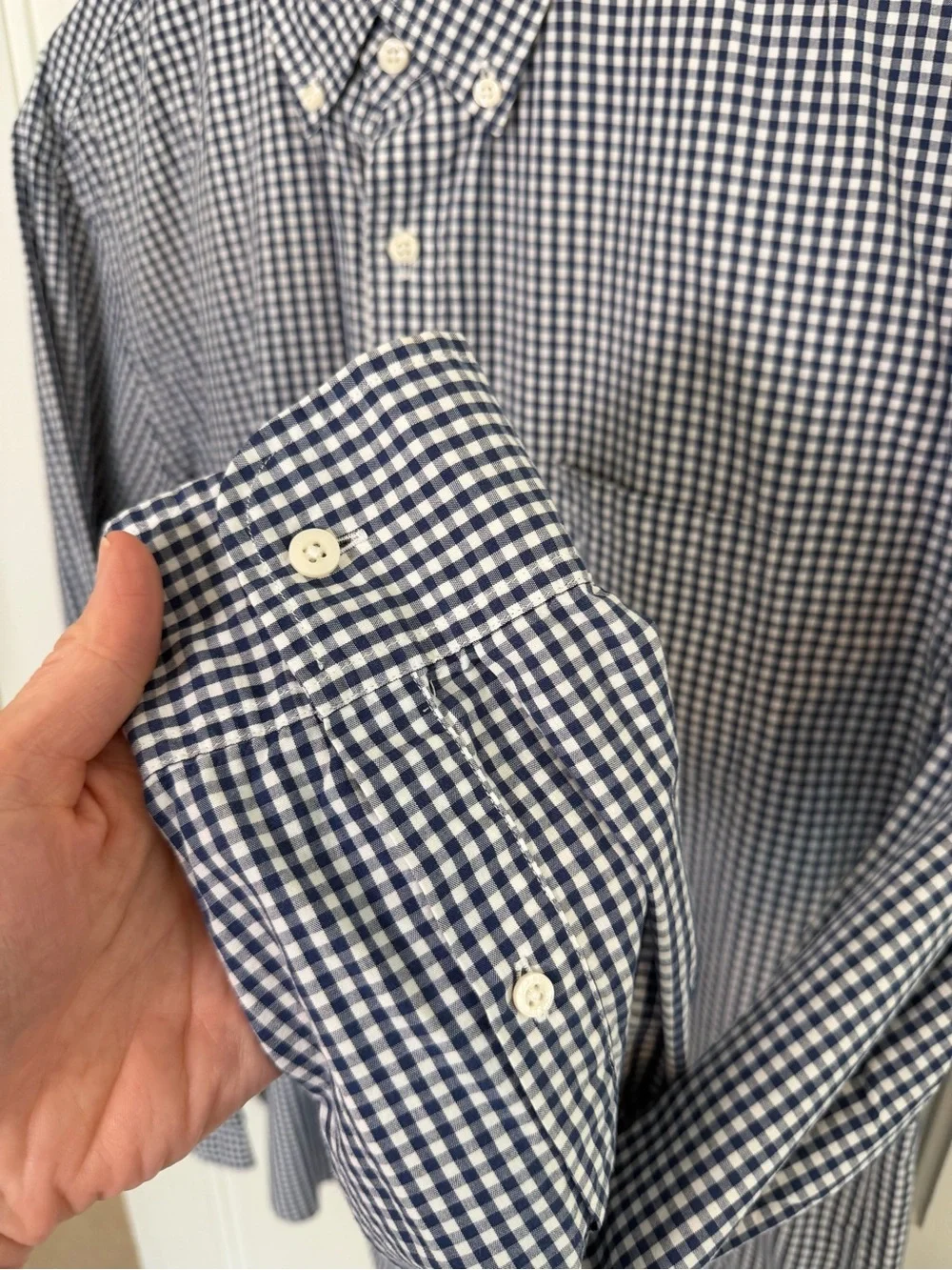 J.Crew Men’s Large Navy Gingham Cotton Button Down Shirt Preppy